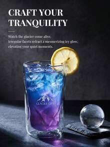 2pcs Glacier Glass Cups, Double-Wall Insulated Glassware, Premium Glassware Suitable For Whiskey, Cocktails, Beer, Iced Coffee, Tea, Milk, Juice - White - View 2