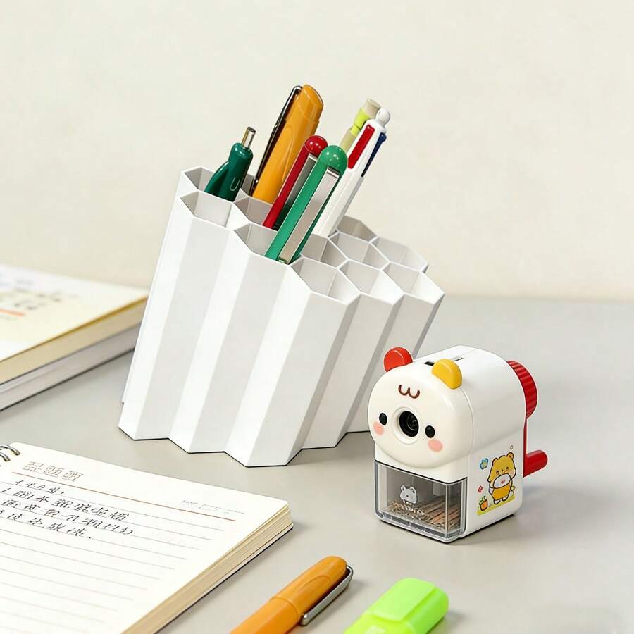 Honeycomb Shape Pen Holder, Office Supplies Desktop Storage Box, With Multiple Compartments, Ideal For Pens, Markers, And Small Items, Stationery Organizer | Creative Storage - Multicolor - View 1