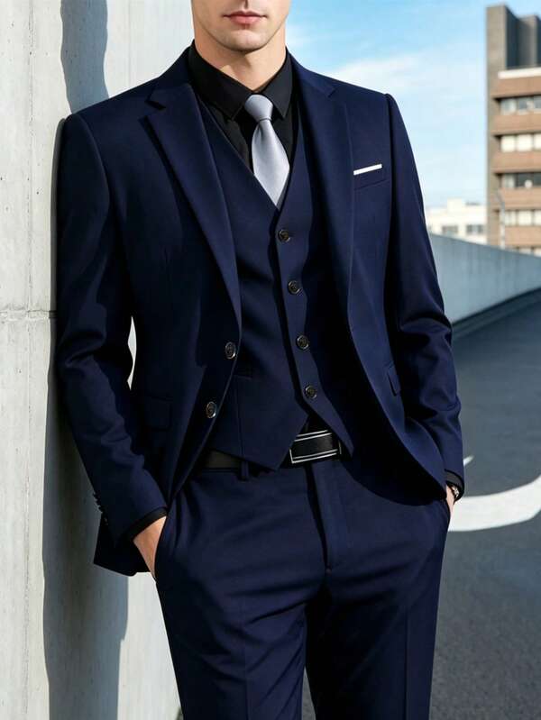 Conjunto de traje de novio para boda de San Valentín, chaqueta, pantalones y chaleco de fiesta de boda de otoño para hombre, conjunto holgado y cómodo de moda, esmoquin de lujo