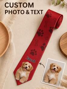 Customized Photos And Name Ties, Personalized Pet Photo Ties For Men, Gifts For Father's Day, Birthday, Wedding, Office Attire And Daily Wear. - Multicolor - View 4
