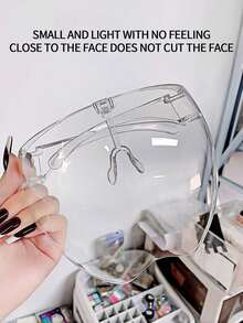 1pc Nail Salon Protective Face Shield, High Definition Transparent Acrylic, Anti-Splatter Eye Protection Tool, Designed For Nail Salon, HD Clarity, Suitable For Nail Polishing And Protection - Clear - View 2