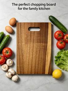 Solid Wood Cutting Board With Hanging Hole, Kitchen Accessories, Home Goods, Kitchen Essentials, Kitchen Decor, Multi-Functional Food Preparation Board, Suitable For Meat, Fruit, Vegetables, Cooked Food Platter - Brown - View 6