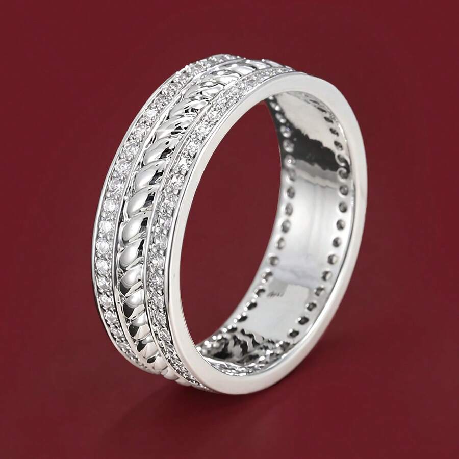 1pc Personalized Spiral Shaped Design Cubic Zirconia Inlaid Fashion Ring For Women - Multicolor - View 1