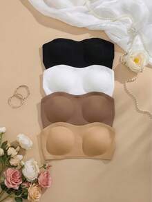 Women's Fashion Minimalist Solid Color Bandeau Top - Multicolor - View 9