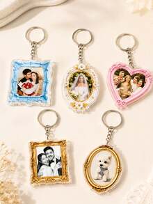 Personalized Acrylic Photo Keychain, Customizable Photo. Vintage Style Decorative Photo Frame, Perfect Gift For Wedding, Anniversary, Valentine's Day And Birthday. Suitable For Lovers, Newlyweds, Friends And Family. - Multicolor - View 5