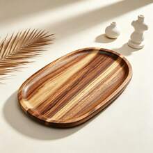 Large Display Trays - Oval Rosewood Solid Wood Tray, Natural Texture With Premium Feel, Smooth Edges For Handling, With Raised Rim To Prevent Spills. Suitable For Coffee, Tea, Sandwiches, Fruits And Desserts, Ideal For Food Presentation And Desktop Storage. Durable Solid Wood Material, Easy To Clean With A Damp Cloth, INS Natural Wood Style Fits Multiple Scenes, Home, Cafe Display Multifunctional Wooden Serving Tray. - View 7