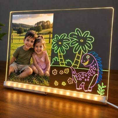 Lousa Mágica Luminaria LED Escreve e Apaga Infantil Brinquedo para Crianças 30x20cm