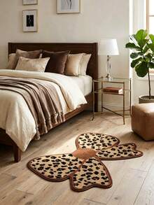 1pc Cute Bowknot Rug, Leopard Print Bowknot, Faux Cashmere, Soft And Fluffy, Room Decor, Home Supplies, Indoor Doormat, Living Room Carpet, Kitchen Mat, Bedroom Rug, Bathroom Mat, Home Decoration, Bedroom Decor, Bathroom Decor, Easy To Clean - Multicolor - View 3