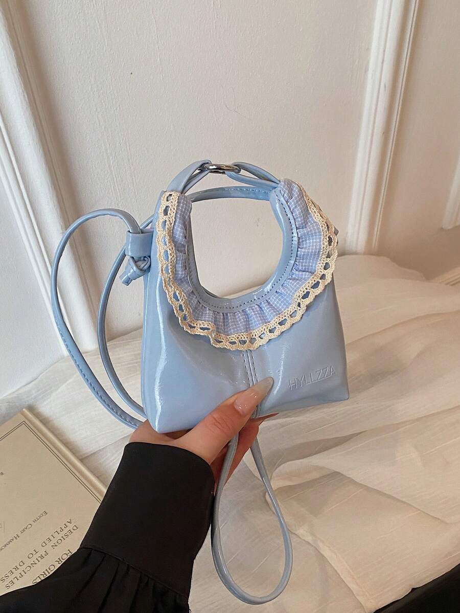 Korean Style Niche Design Dumpling Bag, New Fashion Chain Strap Ditsy Floral Commuter Daily Chic Shoulder Crossbody Bag - Blue - View 1