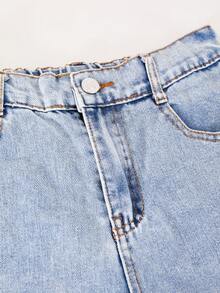 Girls' Summer Denim Jeans, Fashionable New Style - Blue - View 5