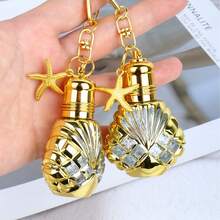 Shell-Shaped Refillable Mini Perfume Cylinder Keychain With Starfish Pendant, Leak-Proof Portable Perfume Container, Fashion Bag Charm, Daily Travel Accessory, Ramadan Birthday Gift For Girls, Exquisite Decorative Key Ring - Multicolor - View 5