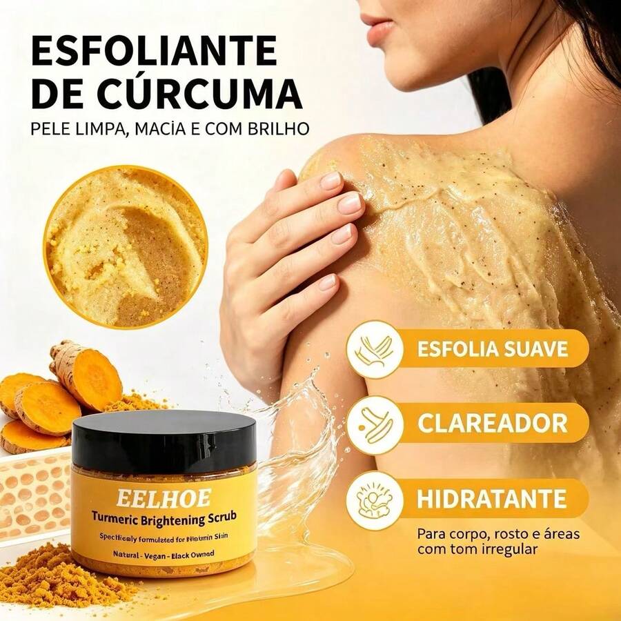 EELHOE Turmeric Exfoliating Scrub, Deep Cleansing Body And Face Scrub, Brightens Knees And Elbow Skin, Smooths Rough Skin, Use During Bathing - Turmeric - View 1