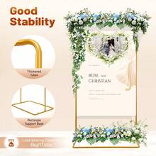 Gold Rectangular Iron Wedding Backdrop Stand, Floor‑Mount DIY Party Background Frame For Birthday Baby Shower Garden Trellis Decor - Gold - View 4