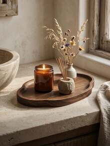 Creative Design Wooden Tray, Bathroom Tray, Decorative Tray, Storage And Decoration For Bedroom And Other Spaces, Multifunctional, Ideal For Dining Table Decor, Home Decor, Suitable For Restaurant, Home And Various Occasions, Meeting Different User Needs - C-Wood Color - View 1