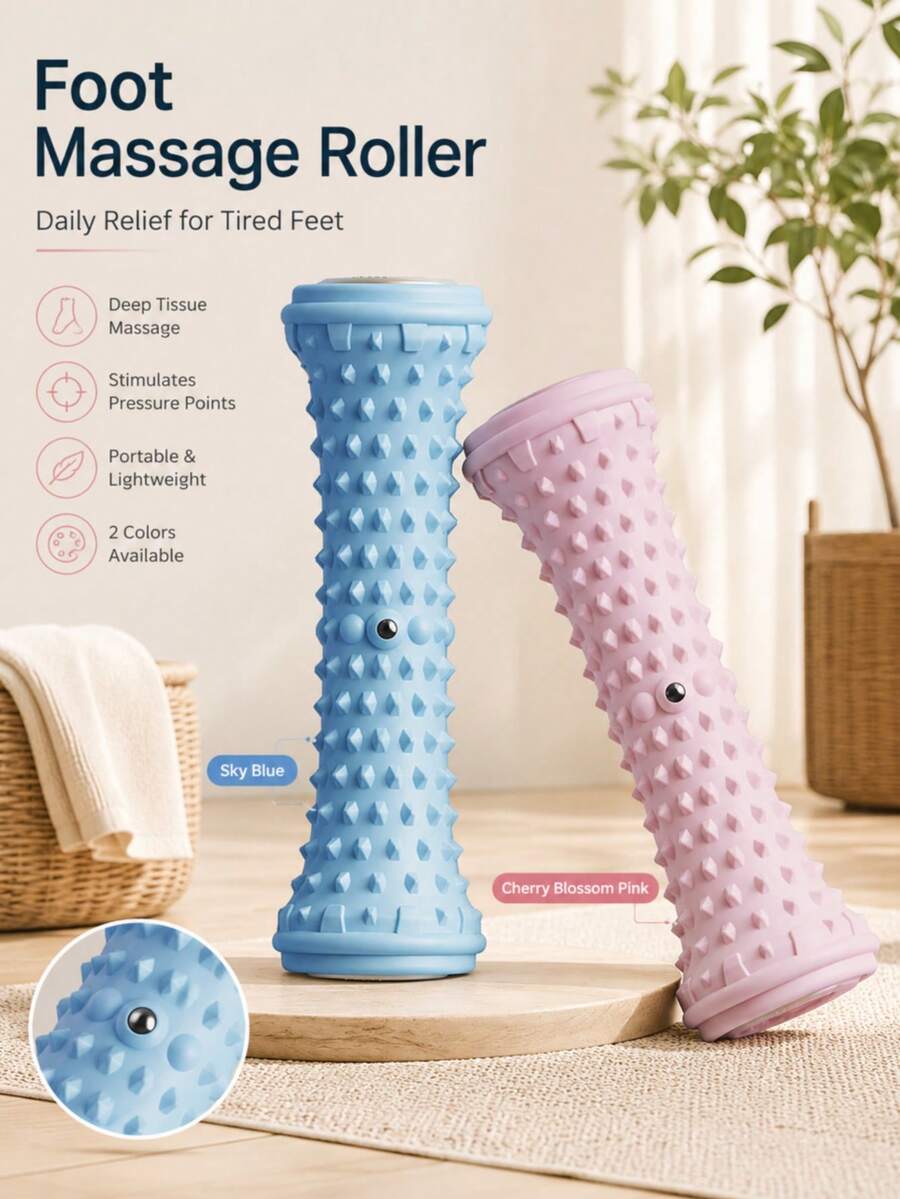 Plantar Fasciitis Foot Massage Roller, Deep Tissue Spiky Pressure Point Massager, Arch And Heel Relief Tool, Reflexology Muscle Recovery Roller, Portable Foot Care, Suitable For Home, Office, Gym, For Runners, Nurses, Long-Standing Workers, Father's Day, Christmas Gift - Multicolor - View 1