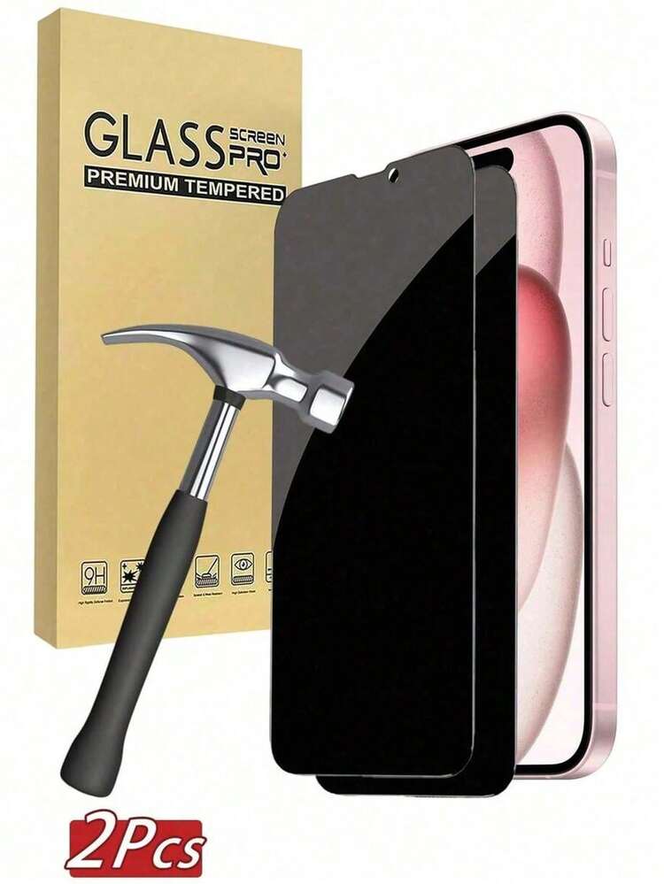 2-Pack Full Screen Privacy Tempered Glass Screen Protector, Compatible With IPhone 17/16/15 Pro Max/14 Plus, Also Compatible With IPhone 16/15/14/13/11 Pro/X/XS Max/12 Mini/XR, Privacy Glass Film, Perfect Gift For Birthday, Family And Friends, Essential Phone Screen Protection Accessory, Suitable For Daily Protection, Office, Home Phone Screen - Black - View 37