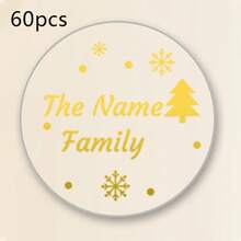 30-240pcs Custom Clear Christmas Name Stickers, Personalized Golden Holiday Gift Labels, Festive Christmas Tree Style, Customized Transparent Stickers, Gift Wrapping Decor, Customizable Name Seals, Christmas Party Favors, Christmas Gifts, Family - Multicolor - View 18