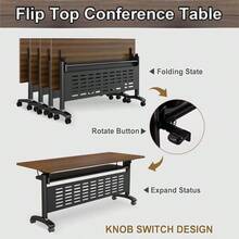 Mesa de conferencias plegable móvil con ruedas silenciosas, mesa de entrenamiento de madera grande de 47 pulgadas para oficina, aula y seminario, diseño modular para uso versátil - A-120cm/47.2cm - Ver 5