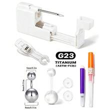 4 قطع/8 قطع طقم ثقب السرة الاحترافي - مسدس ثقب 13G مع حلقات السرة من التيتانيوم ذات الخيوط الداخلية حلقات السرة الصغيرة للنساء - مشاهدة 14