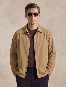 Courvante Men's Solid Color Raglan Long Sleeve Waterproof Casual Jacket Business Daily Commute‌ Fall Winter - Khaki - View 1