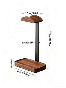 Minimalist Wooden Headphone Stand, Dual Storage Desktop Headphone Organizer, Suitable For Earbuds And Headphones, Minimalist Home Office Decor Desktop Rack - Brown - View 11