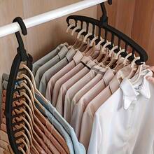 11-Hole Magic Folding Clothes Hanger Organizer, Multi-Functional Non-Slip Plastic Portable Wall-Mounted Closet System, 3.2 Cubic Feet Enclosed Storage Capacity - Lightweight - Multicolor - View 4