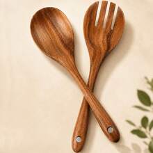 2/1pc Rosewood Salad Serving Utensil Set,School Supplies - Brown - View 1