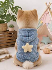 1pc Pet Clothes Outdoor Indoor Apparel Small Dog Puppy European American Style Japanese Korean Style Casual Fashion Cute Comfortable Yellow Star Sweatshirt - Multicolor - View 1