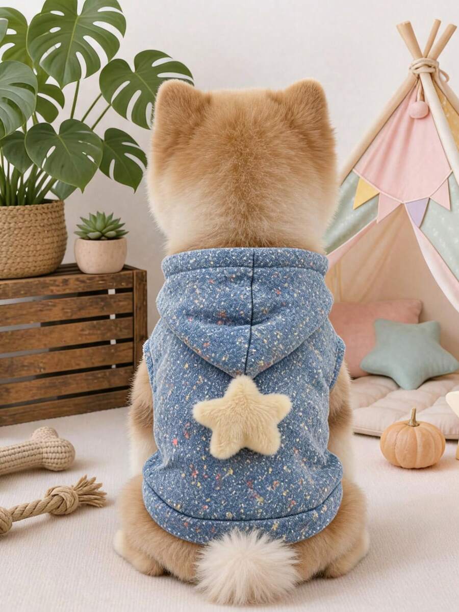 1pc Pet Clothes Outdoor Indoor Apparel Small Dog Puppy European American Style Japanese Korean Style Casual Fashion Cute Comfortable Yellow Star Sweatshirt - Multicolor - View 1