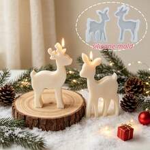 2PCS Christmas Deer Decorative Ornament Plaster Resin Mold, Aromatherapy Candle Mold, Perfect For Christmas Holiday Atmosphere Decoration Making, Suitable For Handmade Crafts, Reusable - Deer Mold - View 1