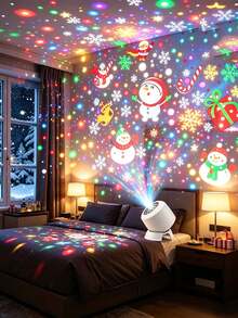 1 buah Lampu Proyektor Natal LED, Lampu Malam Proyeksi Dinamis Berputar 360°, Lampu Panggung Sudut yang Dapat Diatur Bertenaga USB, Cocok untuk Dekorasi Liburan Dalam Ruangan, Kamar, Natal, Paskah, dan Pesta. - Cahaya proyeksi dinamis - View 13