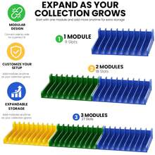 Modular Video Game Storage Rack, Expandable Game Case Organizer With Connectable 9-Slot Modules, Color-Coded Display Holder For Gaming Collections, Compatible With P5/P4/XB Series X|S/Switch Game Cases, Gaming Room Desk Setup Accessory - View 5