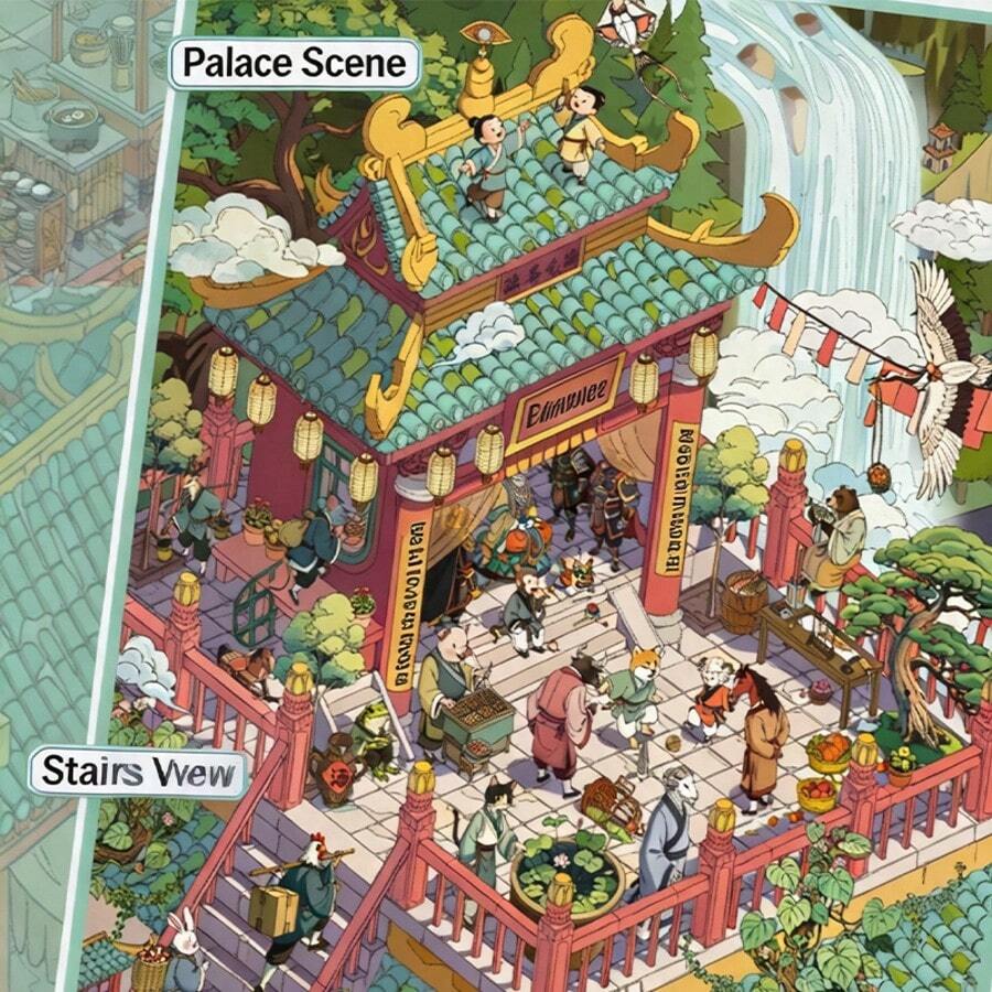 A Set Of DIY Scene‑Building Stickers,Chinese‑Style Zodiac Market Fun DIY 3D Scene Stickers,National 12 Chinese Zodiac Themed Scene Decals - 32.0 Zodiac Sign: City Horse Courier Agency - View 1
