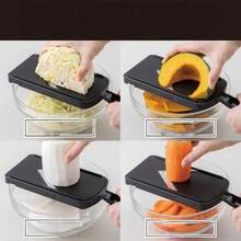 Handheld V-Shaped Mandoline Slicer, Portable Manual Cabbage Shredder And Slicer Tool, Sharp Stainless Steel Blade Vegetable Cutter, Can Process Cabbage, Carrots, Potatoes, Onions And Various Fruits And Vegetables; Ergonomic Non-Slip Handle Design With Hanging Hole For Easy Storage; Quick Vegetable Cutting Kitchen Prep Tool, Can Make Cabbage Shreds, Salads And Stir-Fry Ingredients - Multicolor - View 9