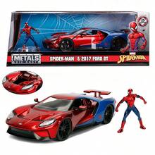 Simba Jada Toys Marvel 1:24 2017 Ford GT Die-Cast Model Car With 2.75-Inch Spider-Man Figure, Red & Blue Color, Collector's Toy, Suitable For Hobbyists - Multicolor - View 1