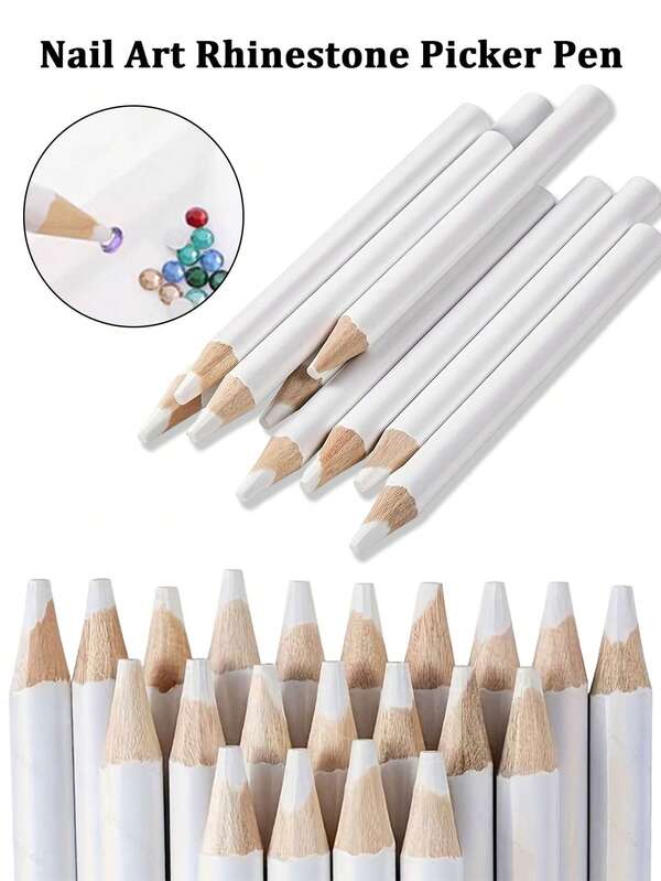 Pensil Lilin Rhinestone, Set Pena Pemetik Rhinestone, Alat Pemetik Batu Permata Kristal, Pena Pemetik Stud Dekorasi Seni Kuku DIY (Putih)