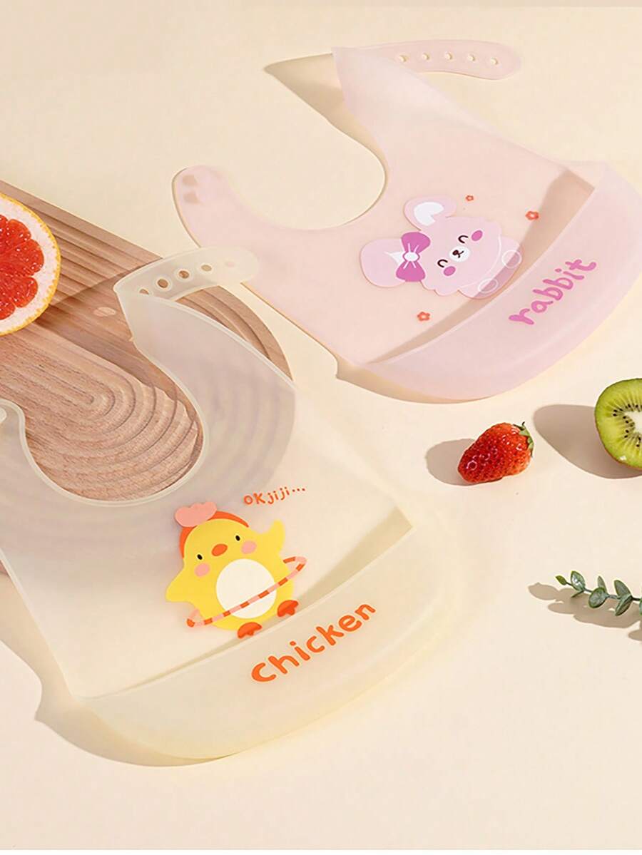 1pc Lightweight Silicone Baby Bib, Portable Dust-Proof, Water-Proof, Oil-Proof, Stain-Resistant, Silicone Material - Multicolor - View 1