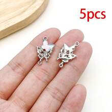 5/20pcs Silvery Plated Blue Rhinestone Charms Dolphin Shell Star Heart Butterfly Owl Pendant For DIY Bracelet Necklace Earring Jewelry Making Findings - Blue - View 13
