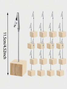 10 piezas Soportes para tarjetas de número de mesa, Soportes para tarjetas de número de mesa con clip de cocodrilo, Etiquetas de alimentos, Etiquetas de buffet de boda, Soportes de decoración de fiesta, Madera mejor - Multicolor - Ver 3