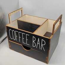 1PC Rustic Wooden Coffee Bar Storage, Countertop Coffee Pod Holder, Desktop Coffee Tea Seasoning Storage Box, Rustic‑Style Coffee Accessory Organizer, Bar Decoration, Home Storage & Organization - Multicolor - View 6