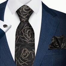 AlanKing 1 Set Paisley Floral Men's Tie, Pocket Square And Cufflinks Set, Suitable For Party, Holiday, Gathering And Banquet - Multicolor - View 6
