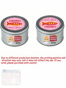 Novelty Sardine Can‑Shaped Metal Jewelry Storage Box, Cat Print, Fishbone Partition Snap Closure,Trinket Organizer, Container, Gifts Daily Decor - Multicolor - View 10