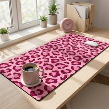 Pink Leopard Print Mouse Pad | Non-Slip Rubber Desk Mat Featuring 2D Flat Printing; Durable And Stylish; Suitable For Gamers And Office Use; Perfect For Halloween And Christmas; Reusable. - Mouse Pad - View 1