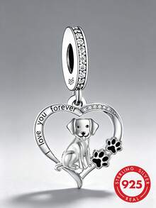 1pc 925 Sterling Silver Minimalist Labrador Retriever Pendant, Unisex DIY Decoration Gift - Silver - View 1