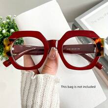 1對多邊形鏡框眼鏡，女款時尚裝飾眼鏡，雙色醋酸纖維拼接裝飾，百搭，適合戶外旅行、日常通勤、休閒出遊、拍照道具、節日禮物、開學季、家庭聚會，日常裝飾眼鏡 - 多色 - 查看 9
