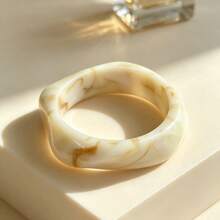 GNIT 3pcs/1pc Y2k Exaggerated Asymmetrical Resin Semi-Transparent Bracelet Set For Women, Versatile - Twisted Milk Brown Texture - View 3