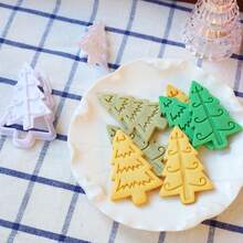 Juego de 4 moldes para galletas con forma de árbol de pino, moldes de repostería con relieve de árboles estilizados surtidos para postres estilo bosque y regalos de aperitivos hechos a mano - Ver 4