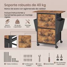 VASAGLE 2-Drawer File Cabinet, Mobile Printer Stand - Brown - View 6