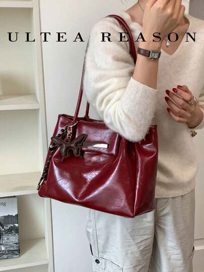 1pc Solid Color PU Leather New Women's Bag, Shoulder Bag, Tote Bag, Fashion Square Handbag, Suitable For Commuting, Shopping, Dating