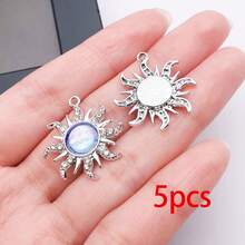 5/10/20pcs Silvery Plated Celestial Rhinestone Charms Sun Moon Star Heart Alloy Pendant For DIY Bracelet Necklace Earring Jewelry Making Findings - Multicolor - View 29